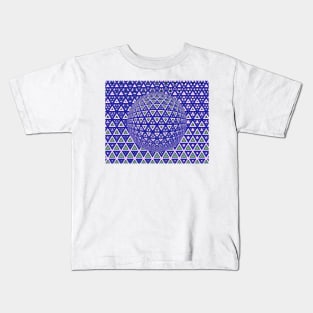 vivid purple triangular design over a 3D sphere Kids T-Shirt